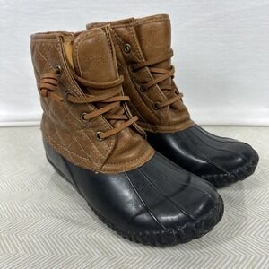 STEVIES Duck‎ Boots Laces Zip Up Girl's Size 3 Fleece lined Snow Rain shoes